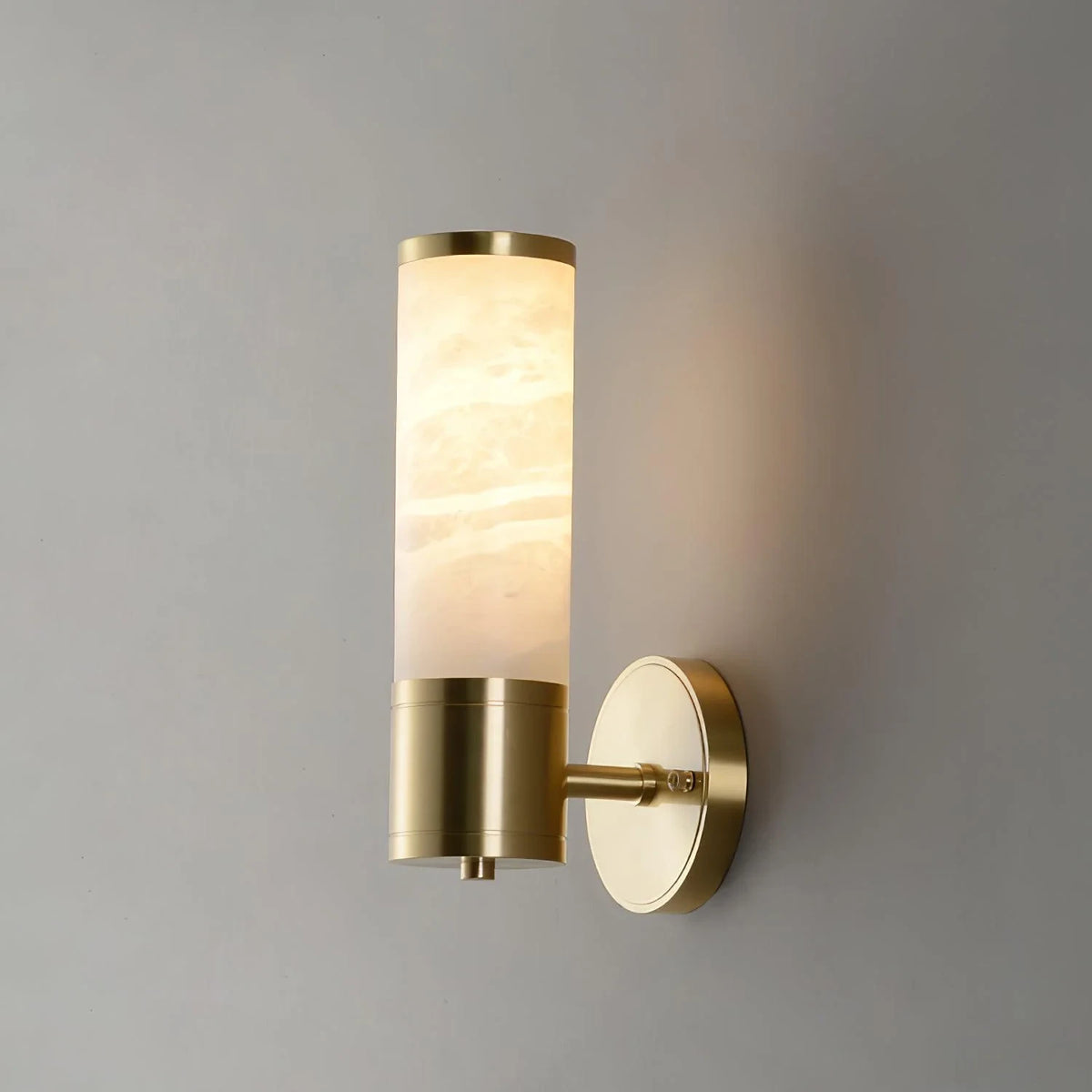 Illuminated Modern Single-Light Alabaster Wall Sconce Studio Shot