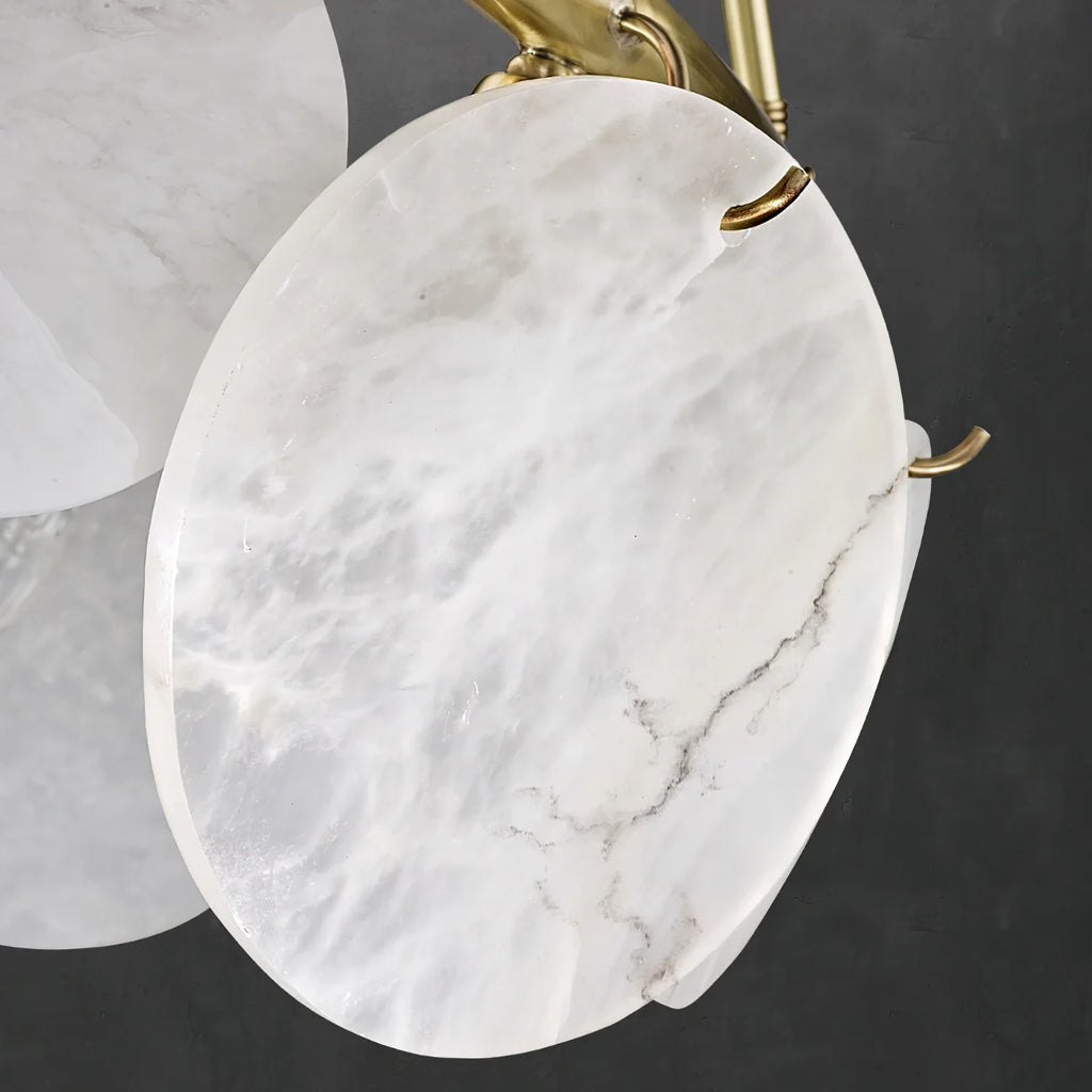 Customizable Alabaster Plate Hanging Lamp – Suspended Roundel Ring Foyer Entrance Chandelier