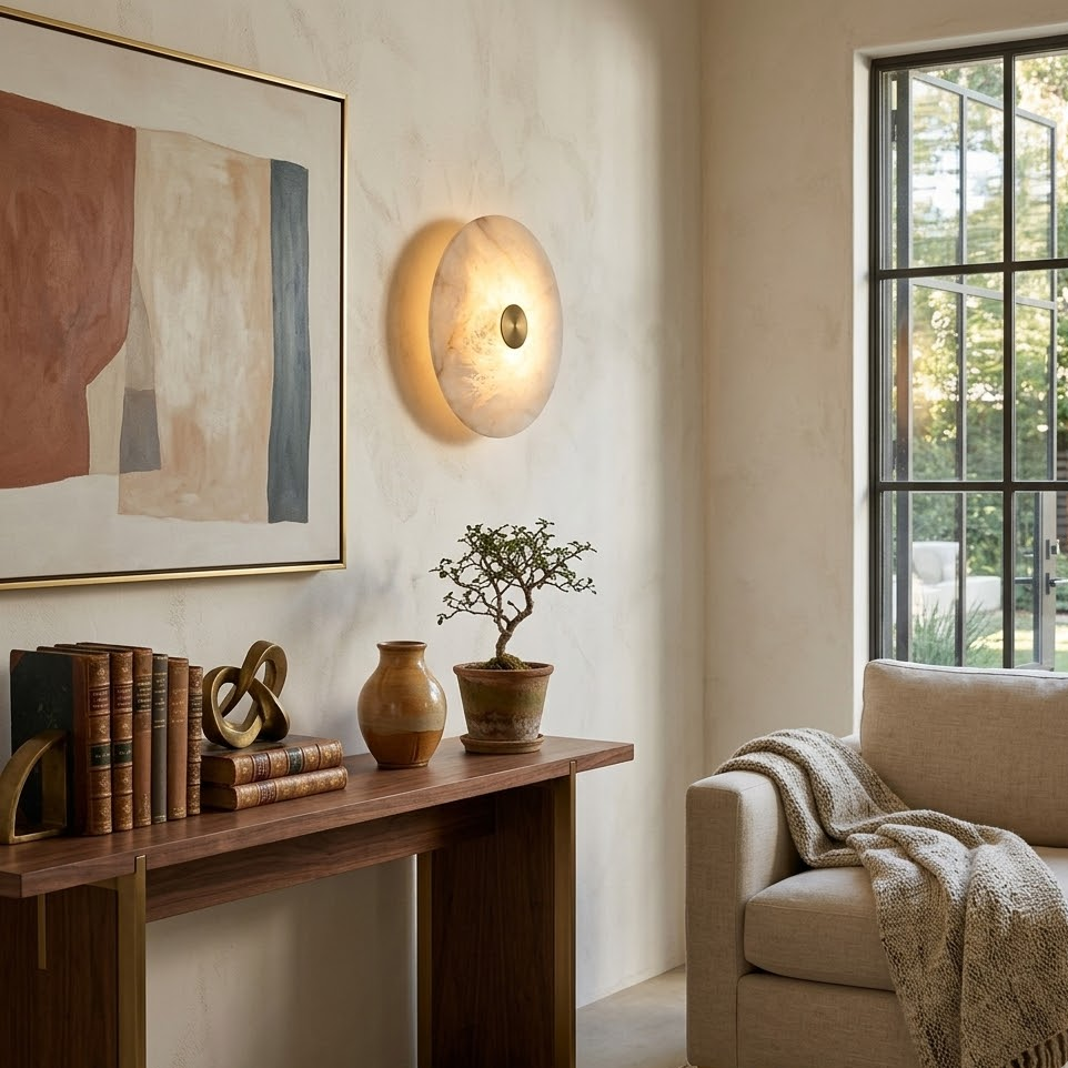 Alabaster Platter Sconce