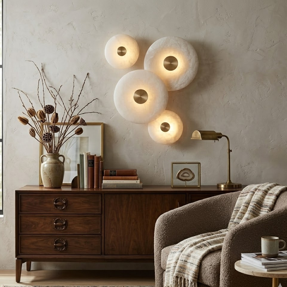 Alabaster Platter Sconce