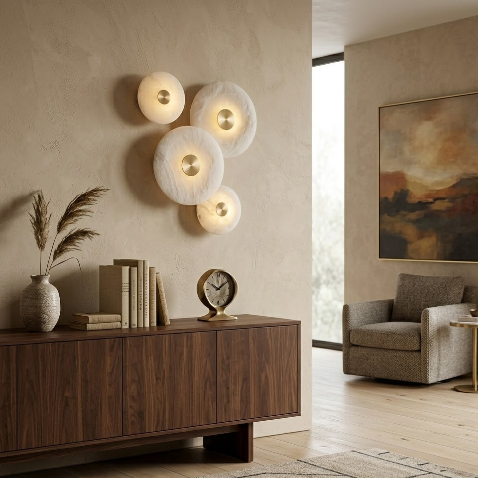 Alabaster Platter Sconce