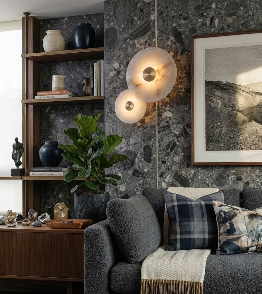 Alabaster Platter Sconce