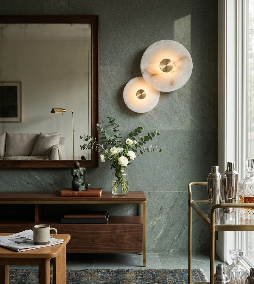 Alabaster Platter Sconce