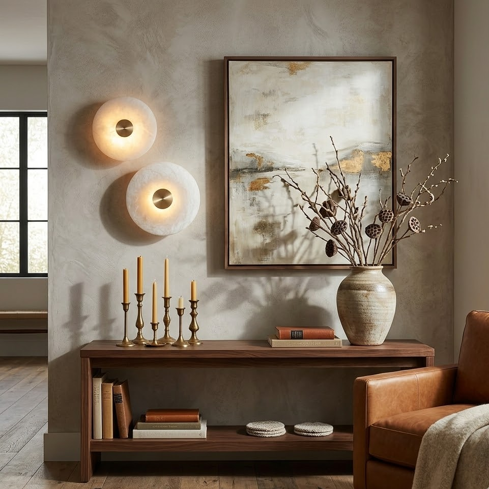Alabaster Platter Sconce