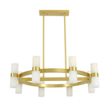 Customizable Alabaster Ring Chandelier – Dual Brass Stems Dining Room Table Light