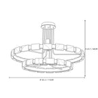 Modern Double-Tier Black Metal Ring and Square Alabaster Chandelier Line Art Dimension Diagram