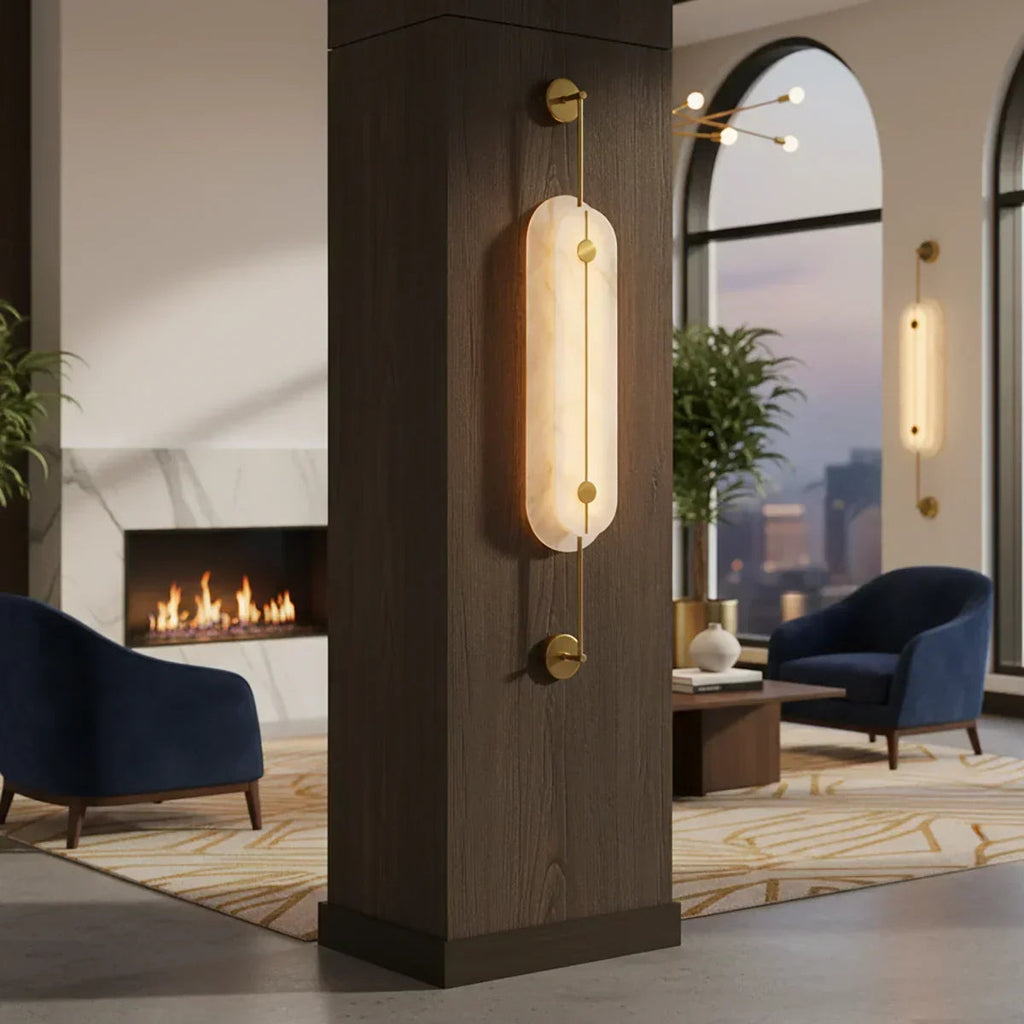 Alabaster Solvane Slender Oval Wall Sconce