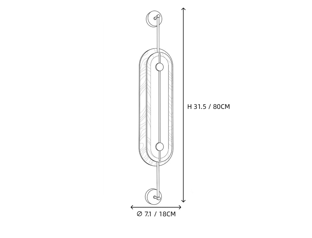 Applique ovale élancée en albâtre Solvane