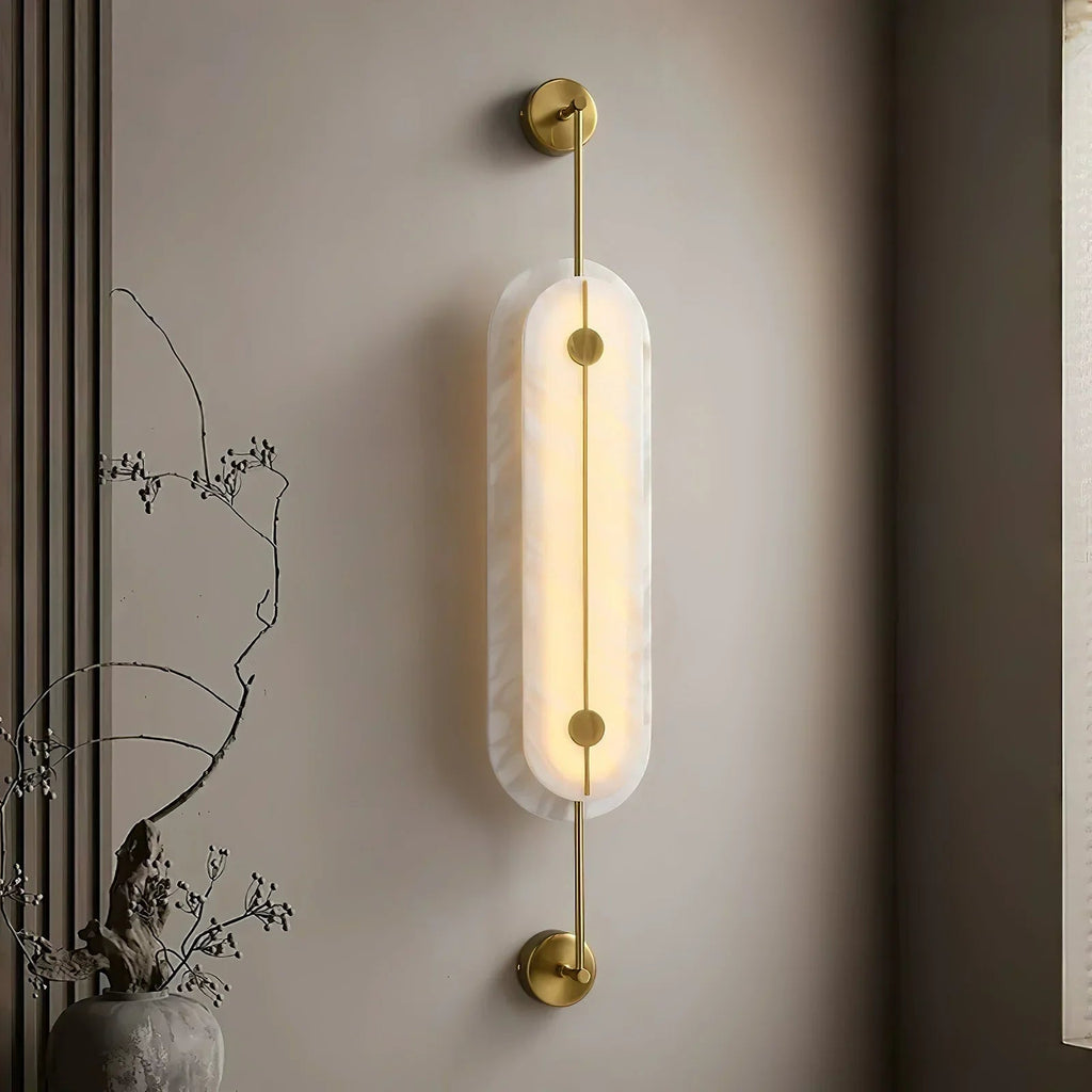 Alabaster Solvane Slender Oval Wall Sconce