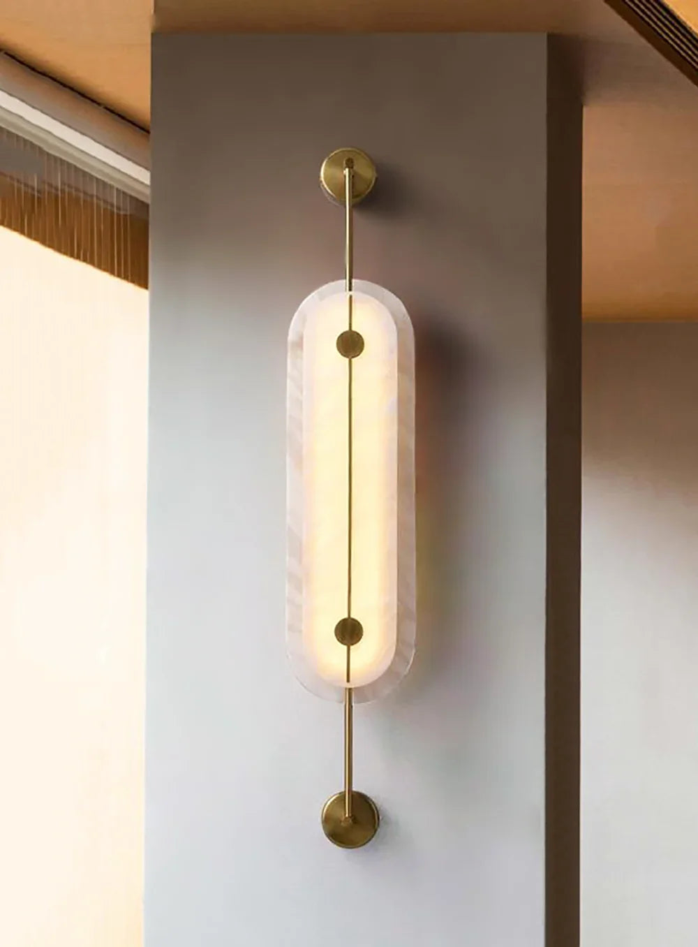 Alabaster Solvane Slender Oval Wall Sconce