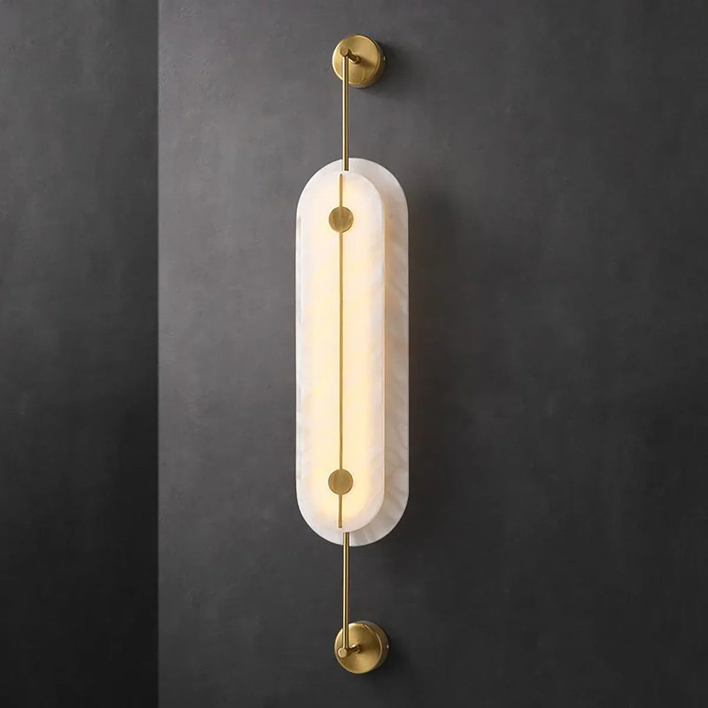 Alabaster Solvane Slender Oval Wall Sconce