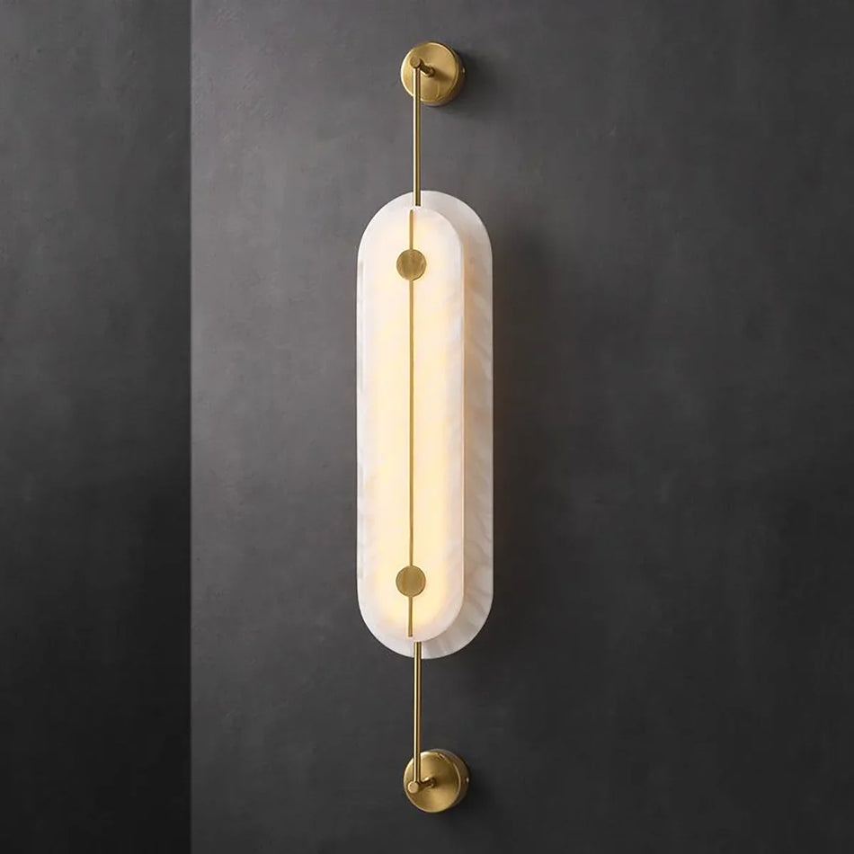 Alabaster Solvane Slender Oval Wall Sconce