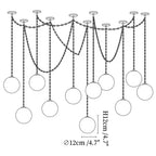 Modern Multi-Light Alabaster Globe Art Chandelier Dimension Diagram