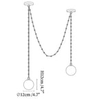 Modern 3-Light Alabaster Globe Art Chandelier Line Art Dimension Diagram