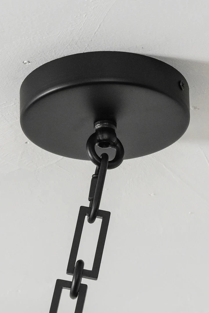 Close Up View of Black Canopy and Chain Suspension Structure