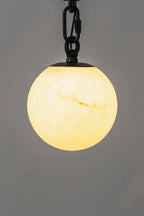 Close Up View of Illuminated Alabaster Globe Art Glass