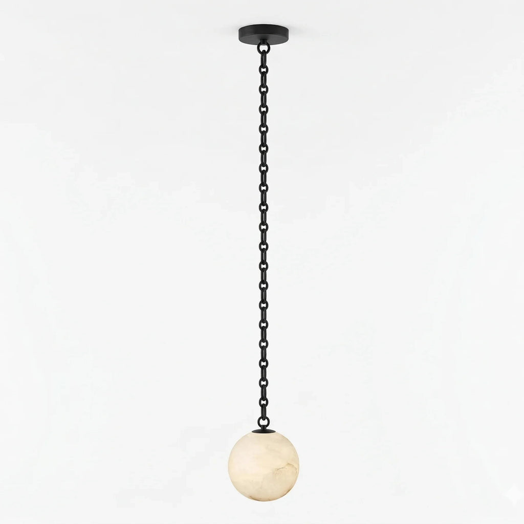 Modern Single Pendant Alabaster Globe Light Studio Display