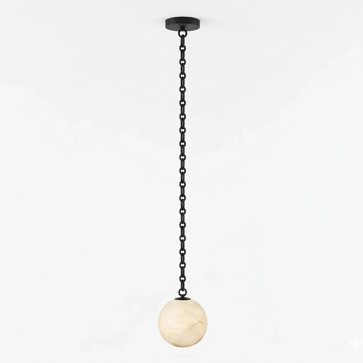 Modern Single Pendant Alabaster Globe Light Studio Display