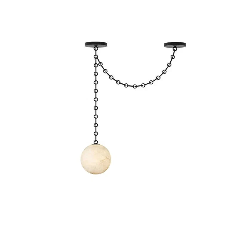 Modern 2-Light Alabaster Globe Art Chandelier Studio Shot