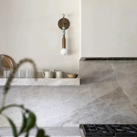 Modern Metal Rod Wall Sconce in Sophisticated Kitchen Space   