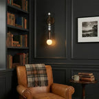 Modern Metal Rod Wall Sconce in Sophisticated Home Office   