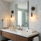 Modern Beaded Marble Wall Sconce in Luxury Bathroom Vanity Space   