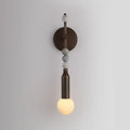 Illuminated Modern Beaded Marble Wall Sconce Studio Shot on White Background   