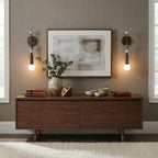 Modern Beaded Marble Wall Sconce in Contemporary Living Room   