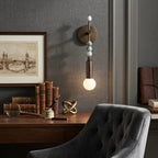 Modern Metal Rod Wall Sconce in Executive Study Setting   