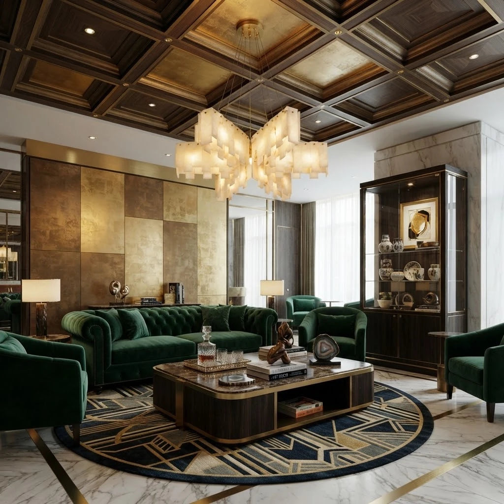Modern Multi-Tier Chandelier in Grand Living Space