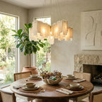 Modern Alabaster Chandelier in Cozy Dining Room Setting