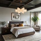 Modern Folded Alabaster Chandelier in Master Bedroom Suite