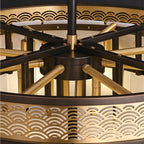Close Up View of Pierced Metal Band Top Ring and Internal Frame Structure Details
