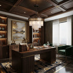 Modern Tiered Alabaster Chandelier in Executive Office Setting