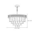 Modern Tiered Alabaster and Pierced Metal Band Chandelier Line Art Dimension Diagram