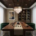 Modern Tiered Alabaster Chandelier in Grand Dining Room Setting
