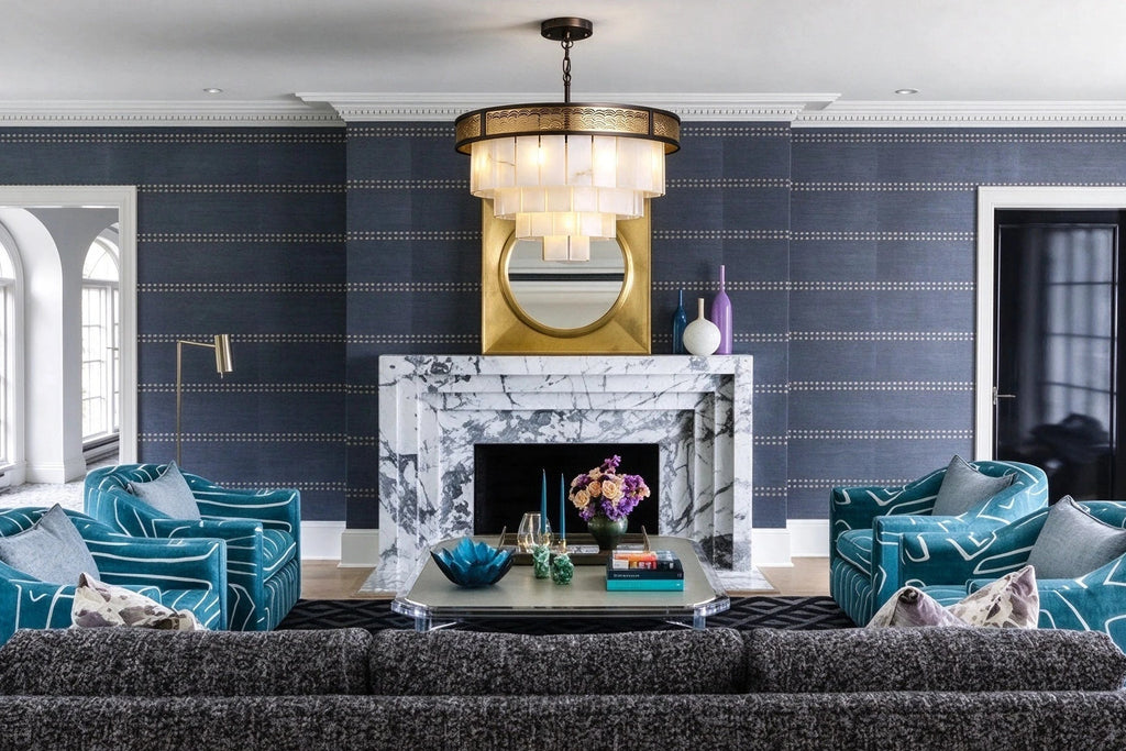 Modern Pierced Metal Band Chandelier in Sophisticated Living Space