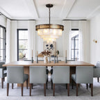 Modern Pierced Metal Band Chandelier in Elegant Dining Room