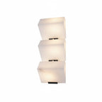 Modern Minimalist Black Frame Natural Marble Cube Art Wall Sconce with Wall Mount on Pure White Background