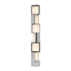Modern Interlocking Square Block Floor Lamp with Multi-Tier Alabaster Shades and Warm Light on Pure White Background   