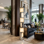 Modern Alabaster Square Block Floor Lamp in Luxury Living Area   