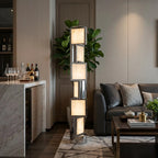 Modern Interlocking Block Floor Lamp in Open Concept Living Space   