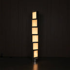 Illuminated Modern Interlocking Block Floor Lamp Full Height Display on Dark Background   