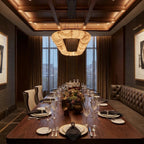 Modern Alabaster Pendant Light in Grand Dining Hall Setting