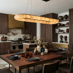 Modern Alabaster Pendant Light in Open Concept Kitchen Dining
