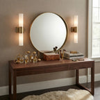 Modern Brass Square Band Wall Sconce in Master Bedroom Dressing Area