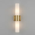 Illuminated Modern Brass Square Band Wall Sconce Vertical Studio Shot on White Background