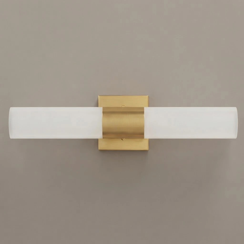 Illuminated Modern Alabaster Cylinder Wall Sconce Horizontal Studio Display