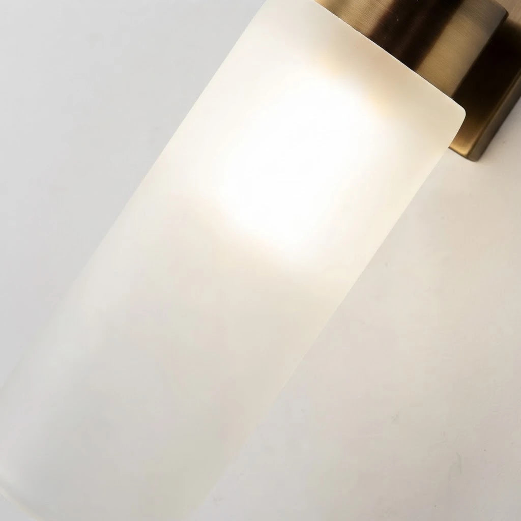 Close Up View of Illuminated Alabaster Cylinder Shade and Warm Glow Details