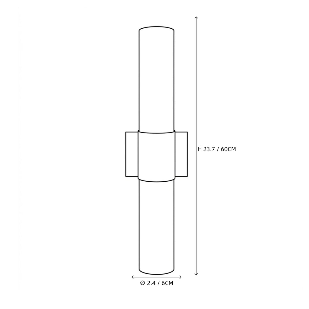 Modern Brass Square Band and Alabaster Cylinder Wall Sconce Line Art Dimension Diagram